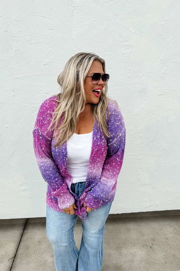 Purple Starstruck Ombre Cardigan