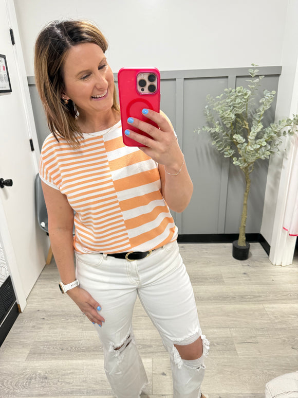Block Stripe Top in Orange