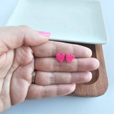Spicy Pink Hand Drawn Heart Studs