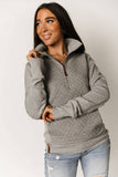 Ampersand Avenue Quilted Half Zip in Grey