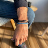 "Hustle" Solid Black, Brown & Blue Hair Tie Bracelets: Medium