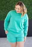 Vintage Wash Pullover in Carribean Green