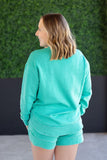Vintage Wash Pullover in Carribean Green
