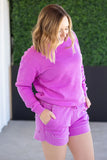 Vintage Wash Pullover in Vivid Orchid