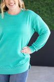 Vintage Wash Pullover in Carribean Green