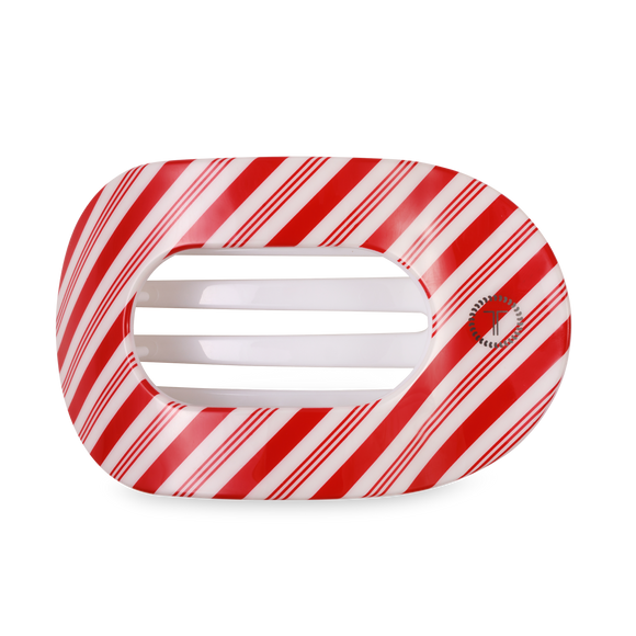 Teleties Flat Round Hair Clip | Large | Candy Cane Crush