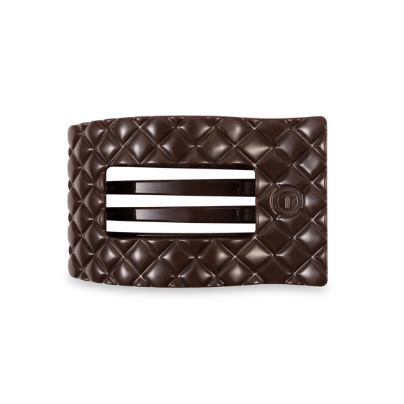 Teleties Flat Rectangle Hair Clip | Medium | Truly Taupe Quilted