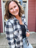 Kendra Shacket in Black, Brown & Grey Plaid