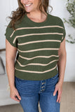 Striped Sweater Top in Olive