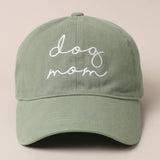 Dog Mom Lettering Embroidery Baseball Cap: BLACK / One Size