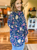 Lizzy 3/4 Sleeve Top in Navy Floral