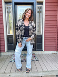 Kendra Shacket in Black & Tan Plaid