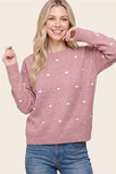 Pom Pom Polka Dot Sweater in Mauve