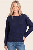 Navy Sparkle Boat Neck Sweater