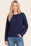 Navy Sparkle Boat Neck Sweater