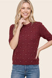 Diamond Pattern Sweater in Wine