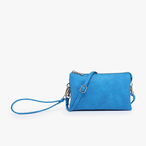 Electric Blue All the Pockets Crossbody Wristlet