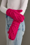 Bright Pink Cable Knit Mittens