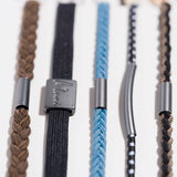"Hustle" Solid Black, Brown & Blue Hair Tie Bracelets: Medium