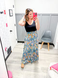 Green Spring Floral Maxi Skirt