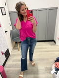 Drop Shoulder Top in Spicy Pink
