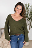 Bethany Bow Knit Sweater in Olive