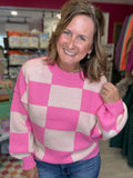 Checkered Sweater in Pink
