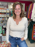 Notched Neck Top in Oatmeal