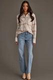 Kendra Shacket in Cream & Tan Plaid