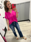 Drop Shoulder Top in Spicy Pink
