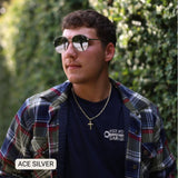 ACE - Unisex Aviator Sunglasses – Polarized Hair-Friendly: Silver