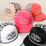 I'm Fine It's Just My Face Foam Mesh Back Trucker Hat: BLACK / ONE SIZE