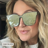Cam - Women's Medium/ Large Square Sunglasses: Silver
