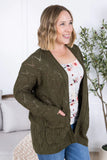 Open Knit Cardigan in Olive