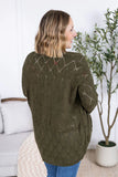 Open Knit Cardigan in Olive
