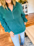 Hunter Green Henley Sweatshirt