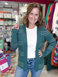 Stripe Cardigan in Dark Jade