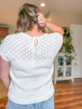 Eyelet Knit Sweater Top in Ivory