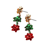 Multi Christmas Gift Bow Drop Earrings: Multi,Red