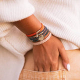"Discover" Gold Pine Tree Charm Hair Tie Bracelets: Large