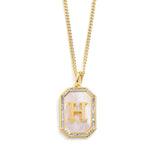 Gold L Mother Of Pearl Initial Necklace