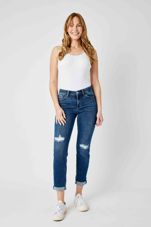 Fiona Mid Rise Distressed Slim Fit Judy Blue Denim