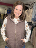 Quilted Vest in Brown