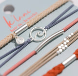 "Celebrate" Blues and Corals With Silver Wave Charm Hair Tie Bracelets: Large