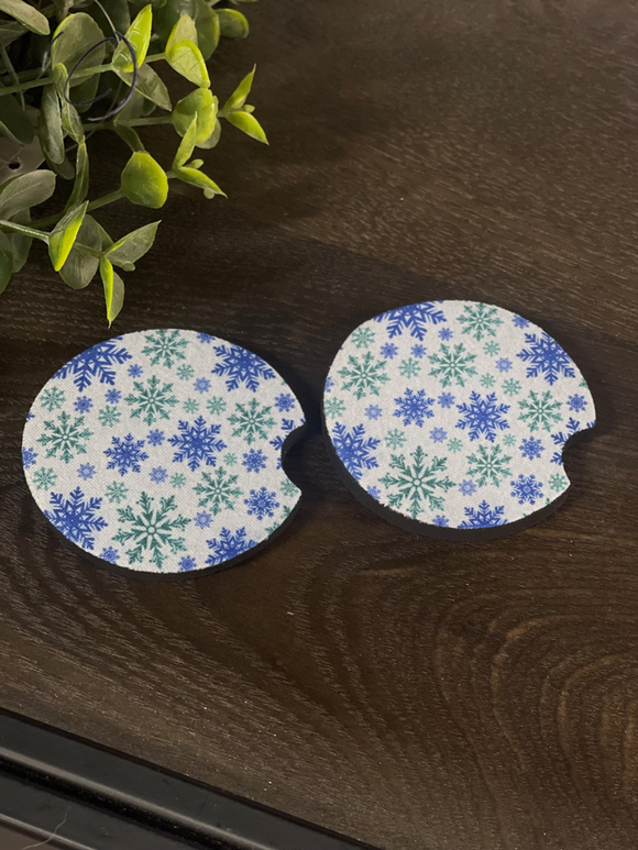 Snowflakes Car Coaster Set