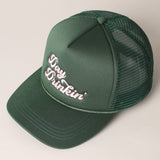 Day Drinkin Texts Embroidery Mesh Back Trucker Hat: BLUSH / ONE SIZE