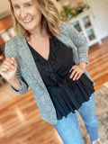 Ruffled Up Black Peplum Tank