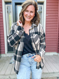 Kendra Shacket in Black & Tan Plaid