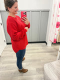 Waffle Sweater in Ruby Red