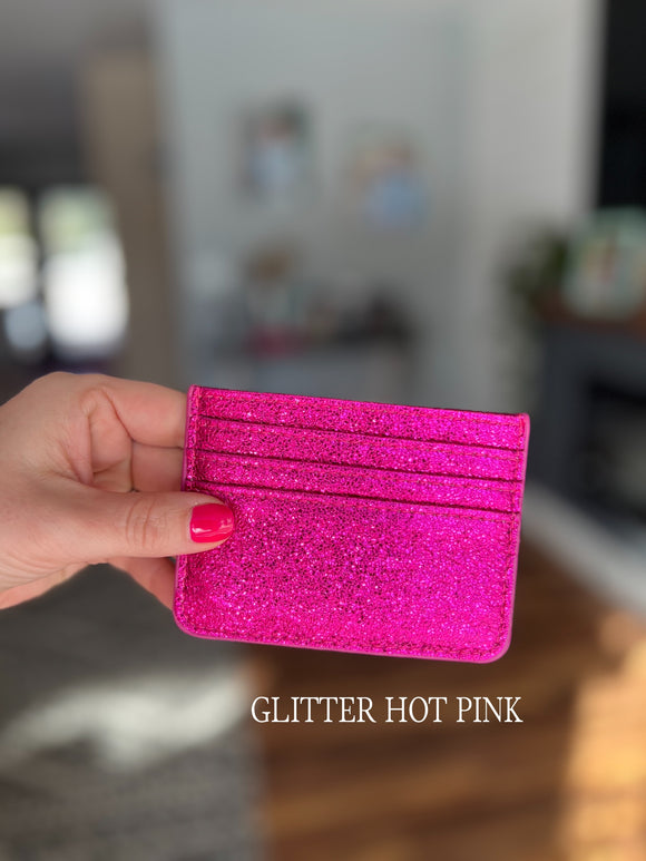 Hot Pink Glitter Card Wallet